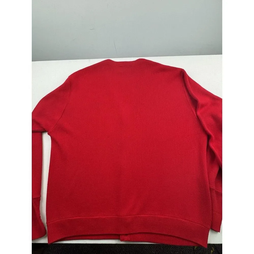 Vintage 90s Izod Cardigan Sweater XL‎ Button Red Made in USA Eclectic Grandpa